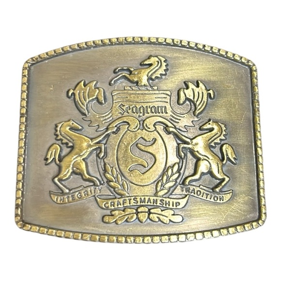 Seagram's Coat of Arms Vintage Metal Belt Buckle Joseph Seagram & Sons - Picture 1 of 12